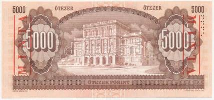 1995. 5000Ft "K 00000597" sorszámmal, piros "MINTA" felülnyomással és perforáció...