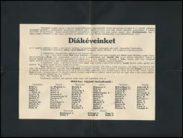 1933-1943 Humoros értesítők az elsiratott diákévekről, gyászkerettel, 3 db