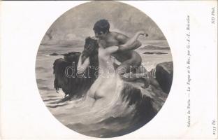 La Vague et le Roc / Erotic nude lady art postcard. Salons de Paris. ND Phot. s: G.-A.-L. Boisselier