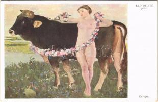 Europa / Erotic nude lady art postcard. W.R.B. & Co. Galerie Wiener Künstler Nr. 236. s: Leo Delitz (EK)