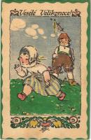 Veselé Velikonoce! / Children art postcard with Czech Easter greetings s: Marie Fischerová-Kvechová (EK)