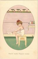Rasch! meine Puppen warten / Children art postcard. M. Munk Vienne Nr. 905. artist signed