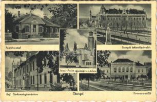 1942 Csurgó, Jézus Szíve ifjúsági templom, postahivatal, Korona szálló, takarékpénztár, Református Csokonai gimnázium (EK)