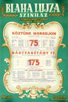 1958 A Blaha Lujza Színház - A Fővárosi Operettszínház Kamaraszínházának plakátja, 43×28 cm