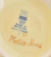 Zsolnay áttört kaspó. Kézzel festett, jelzett (Halász Imréné), hibátlan d: 11 cm, m: 10 cm