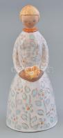 Berkovits Anna (1911-1986) Nő figura, kézzel festett mázas kerámia, jelzett, hibátlan, m: 21 cm