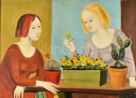 Kontuly Béla 1933 jelzéssel: Család. Olaj, vászon. kis lyukkal 95x93 cm