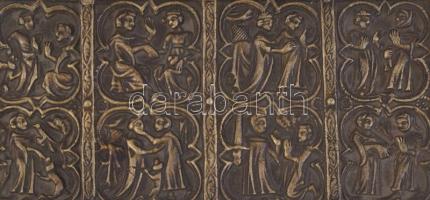 Bronz doboz, mitológiai jelenetekkel, nem nyílik, 19x9,5x8cm