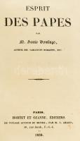 M. Santo Domingo: Espirit des Papes. Paris, 1839. Hortet et Ozanne. 377p. Korabeli, dúsan aranyozott félbőr kötésben.
