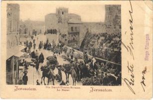 1898 (Vorläufer) Jerusalem, Die David Thurm Strasse, Le Bazar / street, market (EK)