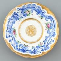 1853 Antik Alt Wien tányér. Kézzel festett, jelzett, kopásokkal d: 16 cm