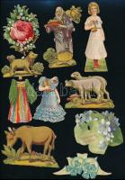 cca 1910 Papírfigurák, matricák, közte több litho