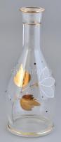 Üveg palack, kézzel festett virágos díszítéssel, dugó nélkül, kis kopással, m: 25,5 cm