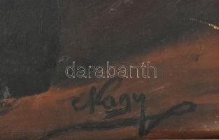 Nagy jelzéssel, feltehetően a XX. sz. közepén működött festő alkotása: Zenész. Olaj, vászon. Sérült....