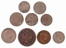 Ausztria 1830-1900. 9db klf Ag és Br érme, közte Ausztria 1830A 3kr Ag "I. Ferenc" , 1900....