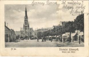 1909 Kőszeg, Fő tér, templom (EK)