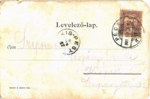 1901 Görcsöny, Templom és mellette a bejárat a kastélyhoz. A pécsvidéki hadgyakorlatok emlékére (EM)