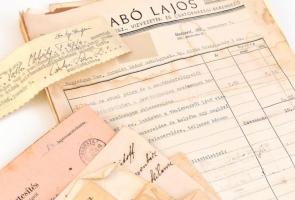 Vegyes papírrégiség tétel (számlák, fizetési értesítés, stb.)