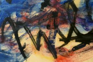 Lakner László (1936-): Celan, 1986. Olaj, papír. Jelzett és datált: Lakner 986. Üvegezett fa keretbe...