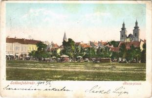 1904 Székesfehérvár, Búza piac, üzletek. Eisler Adolf kiadása (EK)