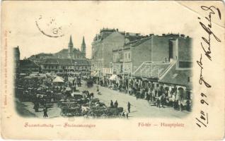 1899 Szombathely, Fő tér, piac, üzletek. Knebel cs. és kir. udvari fényképész (EB)