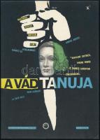 1961 A vád tanúja, amerikai film, Marlene Dietrich szereplésével, Görög Lajos (1927-1995) grafikája, villamosplakát, 23×16 cm