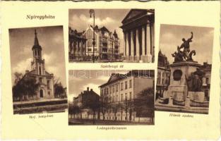 1940 Nyíregyháza, Széchenyi út, Református templom, Leánykálvineum, Hősök szobra, emlékmű (EM)