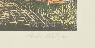 Réti Mátyás (1922-2002): Szentendre. Linómetszet, papír, jelzett. Lap széle kissé foltos. Üvegezett,...