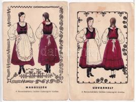 4 db RÉGI erdélyi népviseletes motívum képeslap vegyes minőségben. A Marosvásárhelyi Szőttes Leányeg...