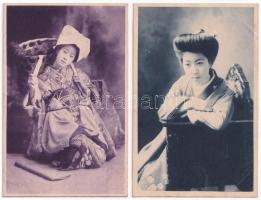 16 db RÉGI kínai és japán képeslap: Port Arthur és gésák / 16 pre-1945 Chinese and Japanese postcard...