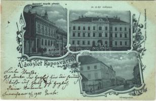 1899 (Vorläufer) Kaposvár, Takarékpénztár, cs. és kir. laktanya, vármegyeház. Hagelman Károly, Art Nouveau, floral (szakadás / tear)