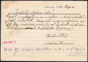 1936 Békéscsaba, Makai Ferenczné vegyeskereskedés, bor, sör, pálinka árusítása fejléces levelezőlap
