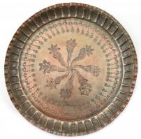 Vegyes fém bolhatétel, nagyméretű tálca d:40cm, tálka, hamutálka, szalvétagyűrű, kancsó stb stb