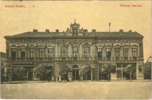 1908 Békéscsaba, Városi bérház, Reisz Gyula és Fried Lipót üzlete, dohány nagytőzsde, Corvina nyomda és könyvkereskedés. W.L. 514. + "SZEGED-NAGYVÁRAD 28." vasúti mozgóposta