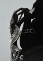 Szecessziós kínáló, ón, jelzett, sérült. d:11cm, m:10cm