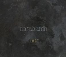 Szecessziós kínáló, ón, jelzett, sérült. d:11cm, m:10cm