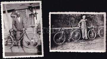 cca 1940-1950 Kerékpárosok, 2 db fotó, 6×9 cm
