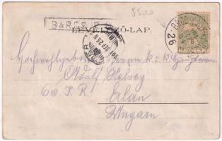 1901 Barcs, Barcstelep, köraktárak. Mautner M. Béla kiadása + "BROD-NAGYKANIZSA 26." vasút...