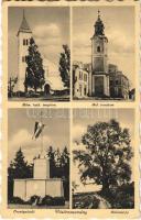 1943 Vásárosnamény, Námény; Római katolikus és református templom, országzászló, Rákóczi fa