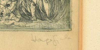 Varga Gyula (1935-2002): József Attila. Rézkarc, papír, jelzett, autográf ajánlási sorokkal. Üvegeze...