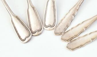 Ezüst(Ag) 6 db teás (3db), mokkás (3db) kanál, jelzett, nettó: 78 g