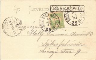 1904 Barcs (Somogy), Piac tér, római katolikus templom. Skribanek Géza kiadása + "BROD-NAGYKANI...