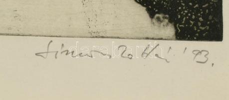 Simon Zoltán (1950-): Rembrandt emlékére (...Az út), 1993. Rézkarc, papír, jelzett. Üvegezett fa ker...