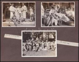 cca 1920-1940 Fürdőzők, strandok, 7 db fotó albumlapra ragasztva, 9×12 és 5×8 cm