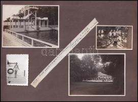 cca 1920-1940 Fürdőzők, strandok, 7 db fotó albumlapra ragasztva, 9×12 és 5×8 cm