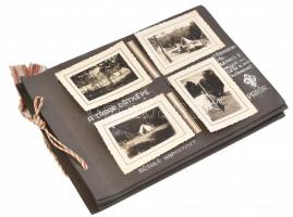 cca 1935 Párosi leventekiképző tábor, fotóalbum, 31 db fotóval, feliratozva, főként 8×6 cm-es fotókkal