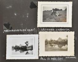 cca 1935 Párosi leventekiképző tábor, fotóalbum, 31 db fotóval, feliratozva, főként 8×6 cm-es fotókk...