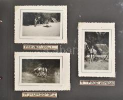 cca 1935 Párosi leventekiképző tábor, fotóalbum, 31 db fotóval, feliratozva, főként 8×6 cm-es fotókk...
