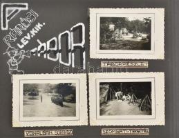 cca 1935 Párosi leventekiképző tábor, fotóalbum, 31 db fotóval, feliratozva, főként 8×6 cm-es fotókk...