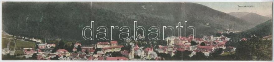 1916 Trencsénteplic, Trencianske Teplice; Három részes kihajtható panorámalap / 3-tiled folding panoramacard (r)